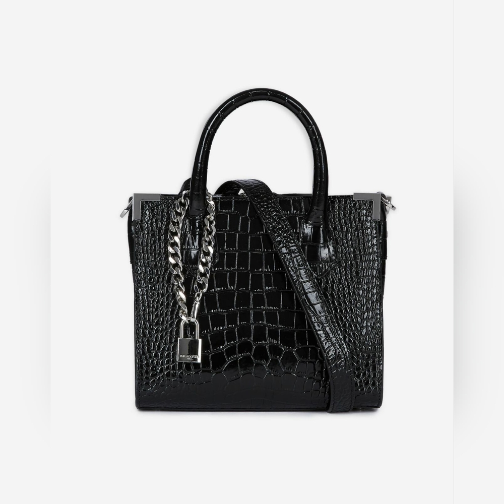 Ming crocodile effect bag in black leather - Picture 3 of 9